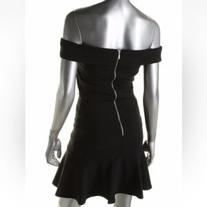 👗🥂 ABS Allen Schwartz Off‑Shoulder Ruffle Hem Dress | 18W | Black Cocktail Glam